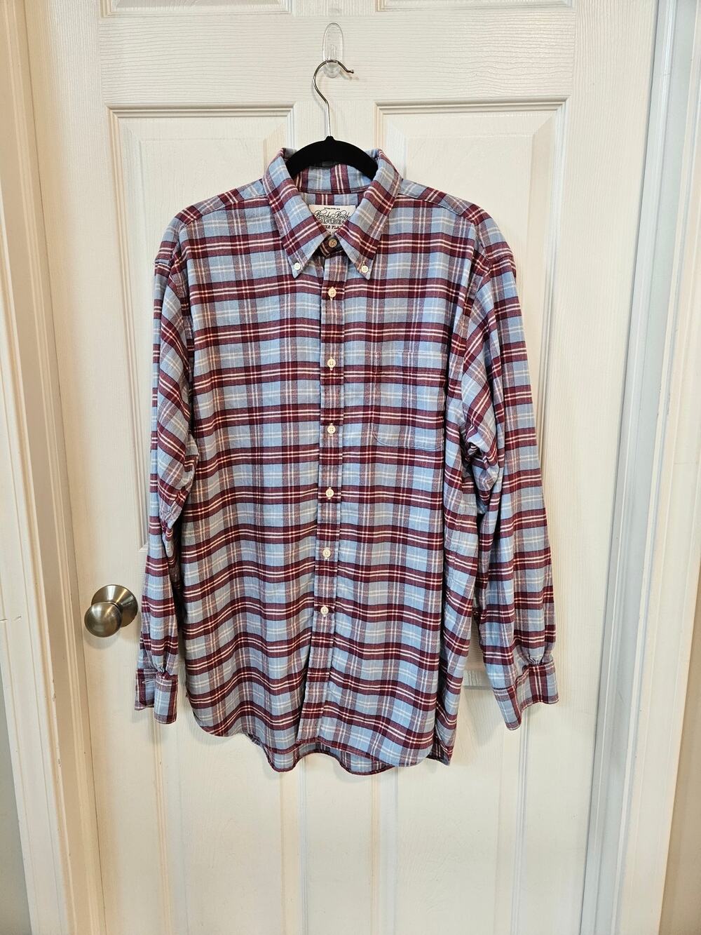 Brooks Brothers Madison Fit Cotton Merino Wool Plaid Flannel Shirt Men’s L USA